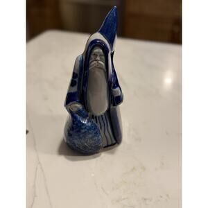 Eldreth Pottery 1997 Father Christmas Santa Salt Glazed Blue Gray 9.5" Signed